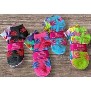 Marajuana Socks 420 Pot Weed Herb 12 Pair Footies ankle (set 0012) 9-11 Adult
